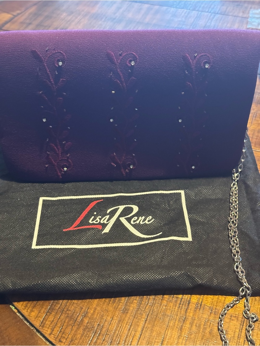 Purple Evening Clutch with Chain Strap